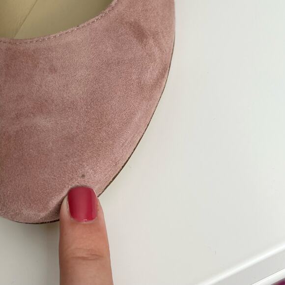 Garnet Hill Womens Leather Ballet Flat 10 Pink Metallic Minimalist Slip On - Picture 10 of 10